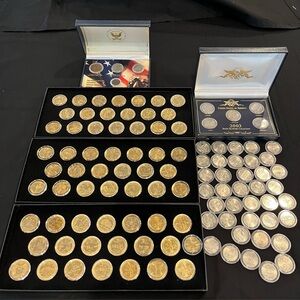 104 US State Quarters Coin Collection-61 24k Gold Plated 43 Clad + 4 Indian Head